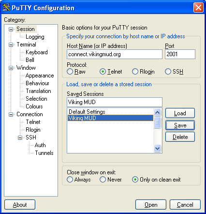 PuTTY after configuration